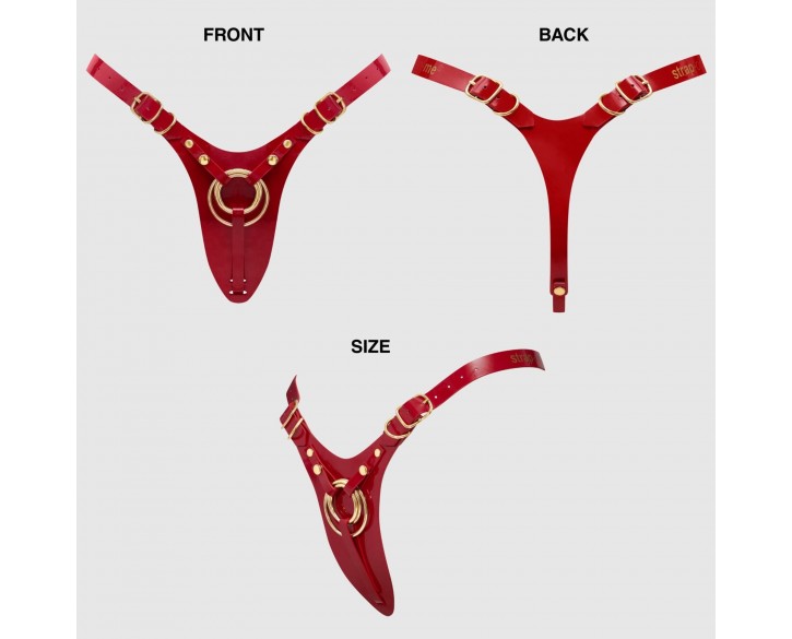 Трусики для страпона Strap-On-Me Leatherette Harness Fabulous - One Size - Red Glossy