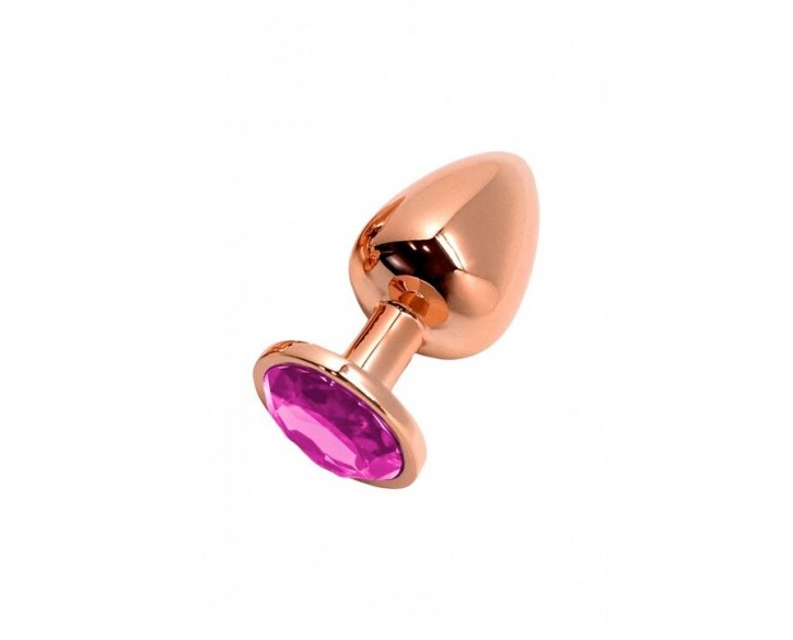 Металева анальна пробка Wooomy Tralalo Rose Gold Metal Plug Magenta S, діаметр 2,8 см, довжина 7 см