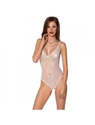 Боді з ажурним декором та відкритим кроком Ursula Body white L/XL — Passion