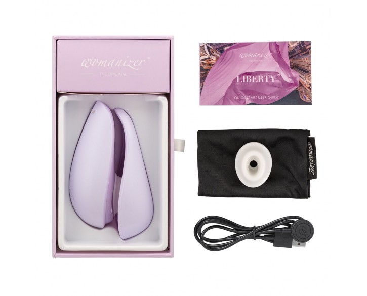 Вакуумний кліторальний стимулятор Womanizer Liberty Lilac, магнітна кришка, 2 насадки