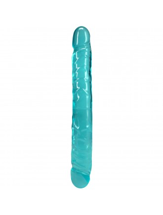 Фалоімітатор двосторонній Doc Johnson Crystal Jellies 12" Jr. Double Dong Teal