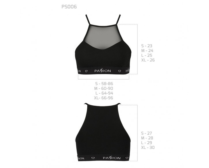 Спортивний топ з прозорою вставкою Passion PS006 TOP black, size L