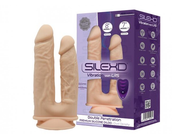 Подвійний фалоімітатор з вібрацією SilexD Double Gusto Vibro Flesh (Model 1 size 8" & 7") + LRS, діа