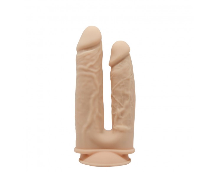 Подвійний фалоімітатор з вібрацією SilexD Double Gusto Vibro Flesh (Model 1 size 8" & 7") + LRS, діа