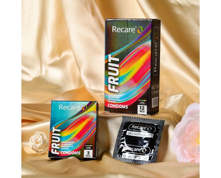 Презервативи Holographic Recare Fruit Flavour Condoms 12 шт, аромати: м'ята, банан, полуниця