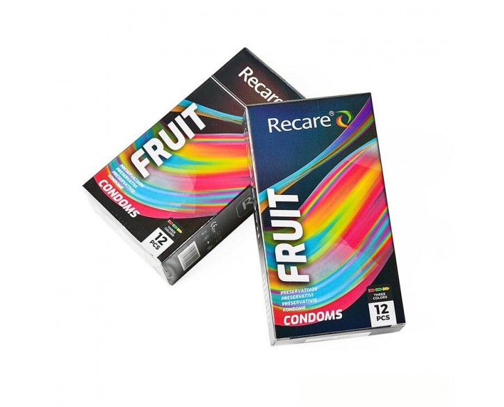 Презервативи Holographic Recare Fruit Flavour Condoms 12 шт, аромати: м'ята, банан, полуниця