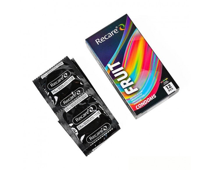 Презервативи Holographic Recare Fruit Flavour Condoms 12 шт, аромати: м'ята, банан, полуниця