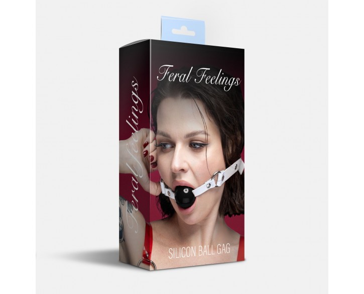 Кляп силіконовий Feral Feelings Silicon Ball Gag White/Black, білий ремінець, чорна кулька