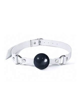 Кляп силіконовий Feral Feelings Silicon Ball Gag White/Black, білий ремінець, чорна кулька