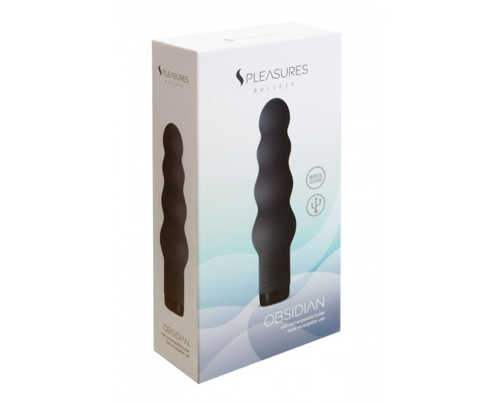 Вібратор S Pleasures Bullets Obsidian, чорний, у вигляді ряду кульок, 10 режимів, діаметр 4,2 см