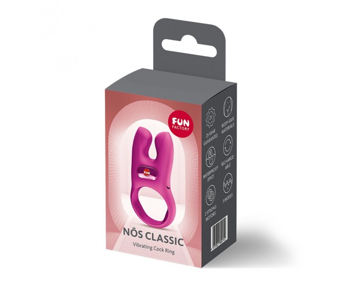 Ерекційне віброкільце з подвійною стимуляцією клітора Fun Factory NŌS CLASSIC Magenta, 2 мотори