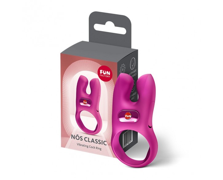 Ерекційне віброкільце з подвійною стимуляцією клітора Fun Factory NŌS CLASSIC Magenta, 2 мотори