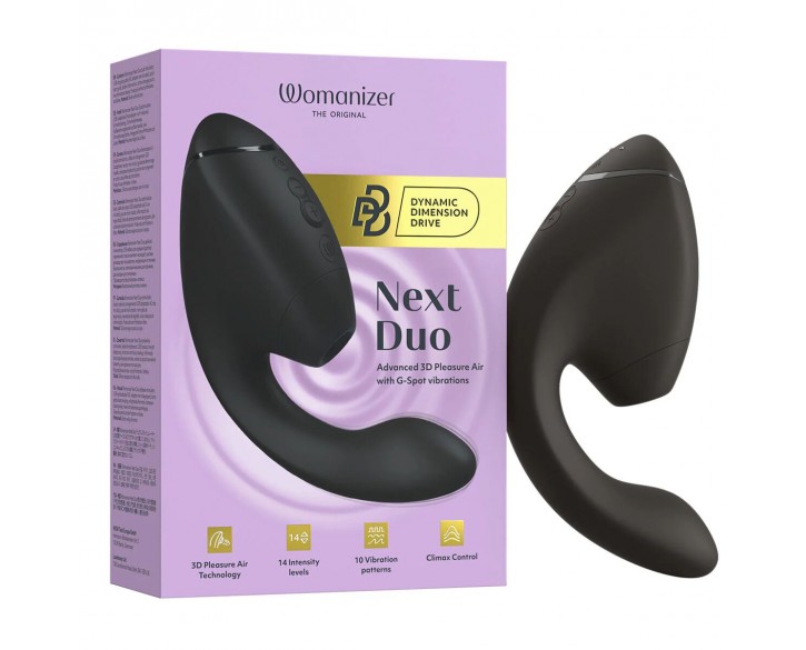 Подвійний вакуумний кліторальний стимулятор з вібрацією Womanizer Next Duo - Black