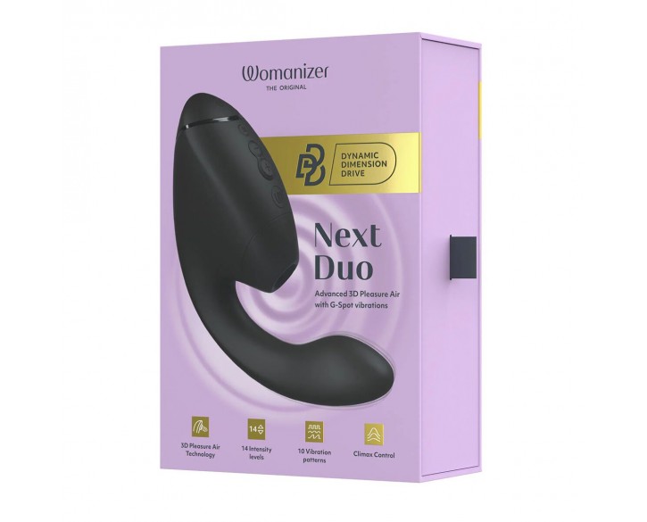 Подвійний вакуумний кліторальний стимулятор з вібрацією Womanizer Next Duo - Black