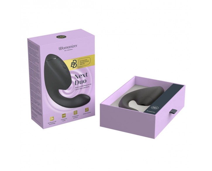 Подвійний вакуумний кліторальний стимулятор з вібрацією Womanizer Next Duo - Black