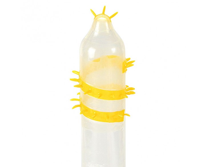 Насадка на член Recare Spike Condom Yellow (презерватив з вусиками та спіраллю шипів)
