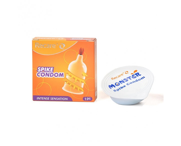 Насадка на член Recare Spike Condom Yellow (презерватив з вусиками та спіраллю шипів)