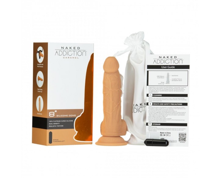 Фалоімітатор Naked Addiction - 8″ Silicone Dual Density Dildo Vanilla, віброкуля в подарунок