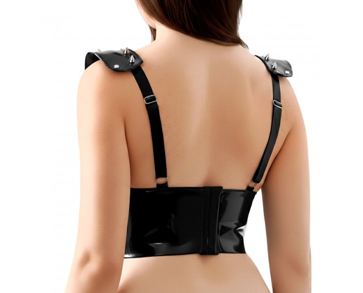 Лакований вініловий ліф з шипами Art of Sex - Mistress, чорний, розмір S