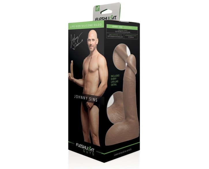 Фалоімітатор Fleshlight Guys: Johnny Sins Dildo, за зліпком пеніса, лисий з Браззерс