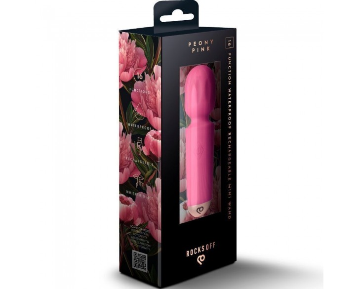 Вібромасажер Rocks Off Mini Wand Peony Pink, 16 режимів