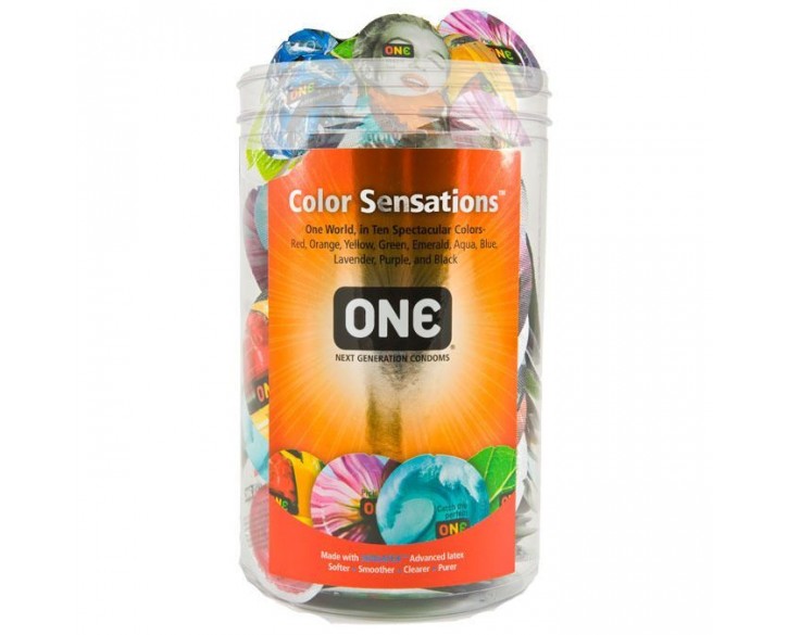 Набір презервативів ONE Color Sensations 100 шт, мегапак тюб