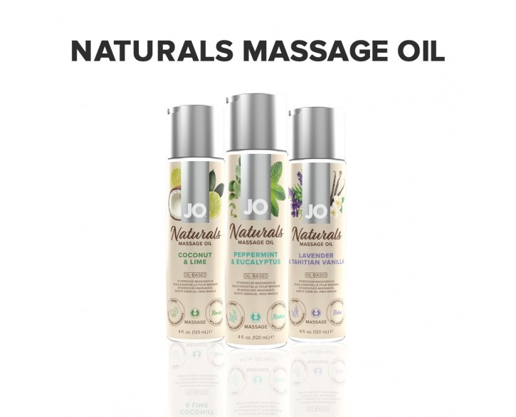 Масажна олія System JO - Naturals Massage Oil - Peppermint & Eucalyptus з натуральними ефірними олія