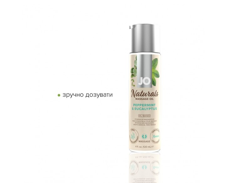 Масажна олія System JO - Naturals Massage Oil - Peppermint & Eucalyptus з натуральними ефірними олія