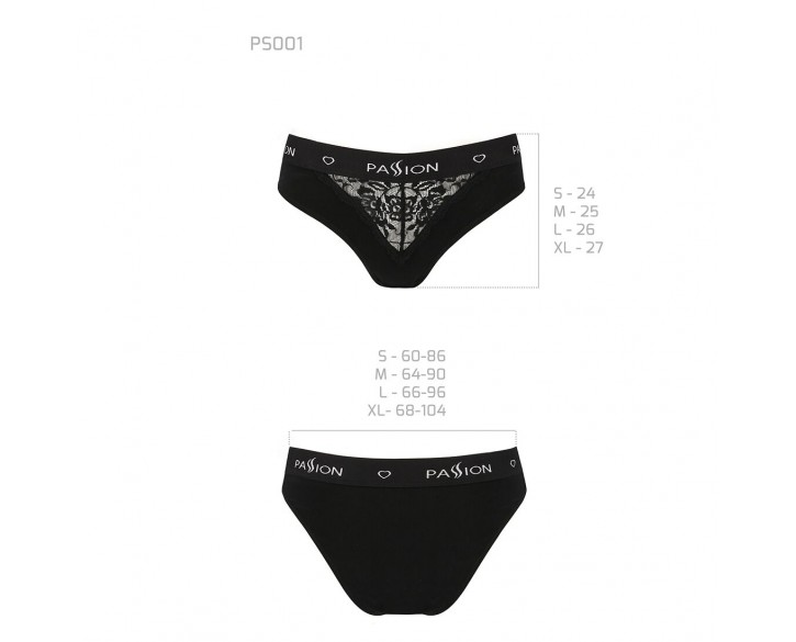 Трусики з широкою гумкою і мереживом Passion PS001 PANTIES black, size L