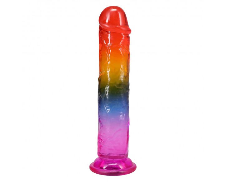 Фалоімітатор Doc Johnson Crystal Jellies - 7.5 Inch Dong - Rainbow