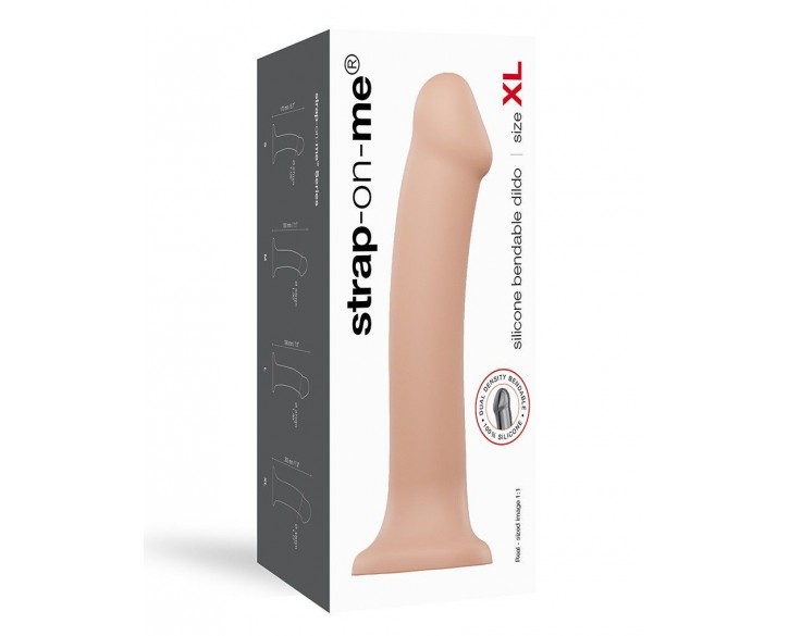 Насадка для страпону Strap-On-Me Dual Density Dildo Flesh XL, діаметр 4,5 см, двошарова, гнучка