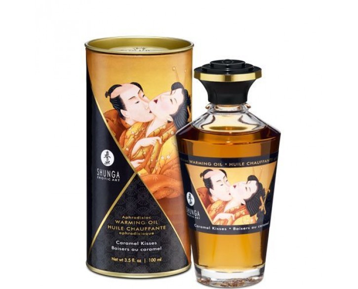 Розігрівальна олія Shunga Aphrodisiac Warming Oil – Caramel Kisses (100 мл) без цукру, смачна