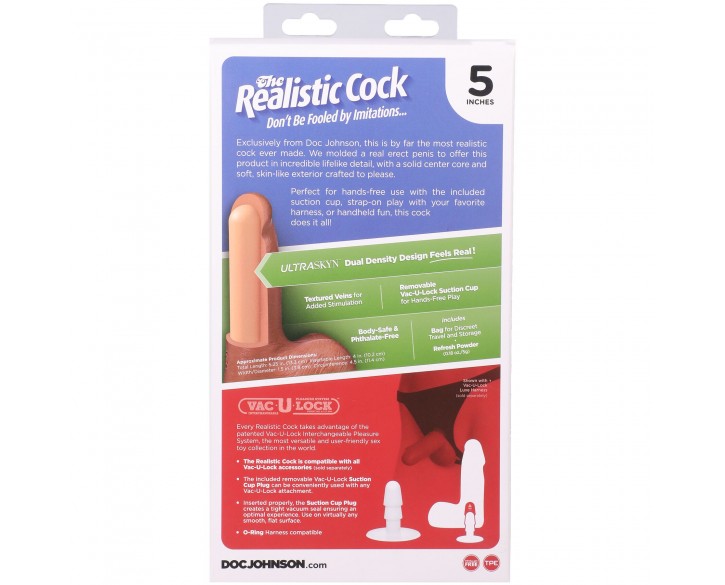 Фалоімітатор Doc Johnson The Realistic Cock ULTRASKYN - 5 Inch with Balls Caramel