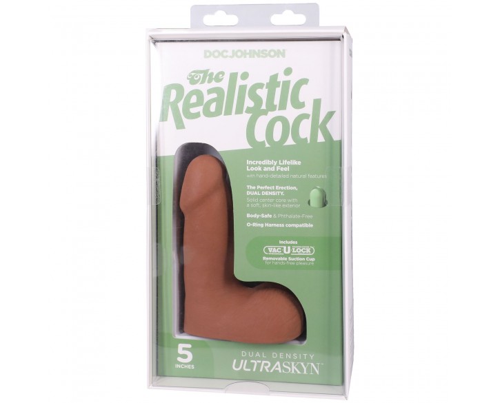 Фалоімітатор Doc Johnson The Realistic Cock ULTRASKYN - 5 Inch with Balls Caramel