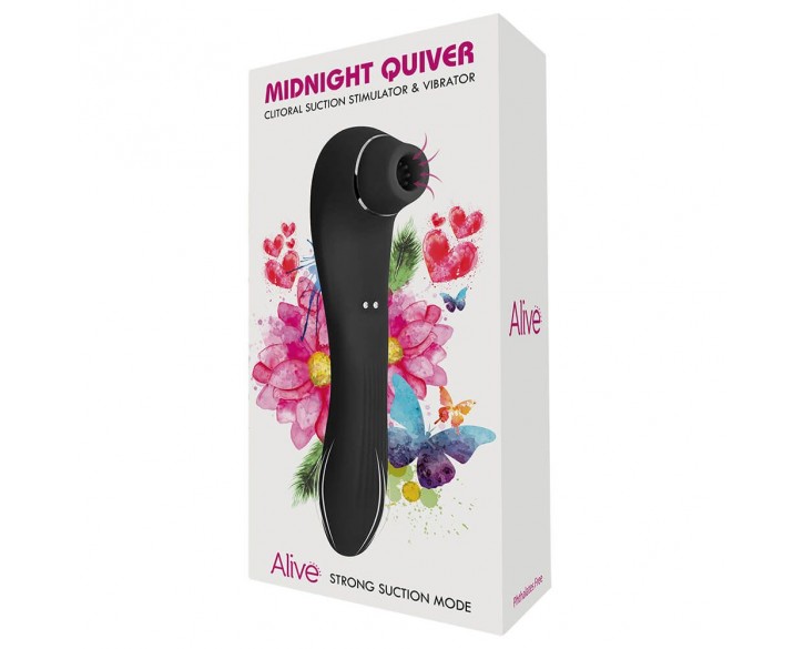 Вібратор і вакуумний стимулятор Alive Midnight Quiver Black - іграшка 2 в 1