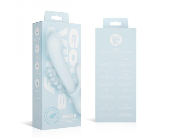 Вібратор-кролик Good Vibes Only - SAGE Triple Stimulation Vibe Soft Silicone - Blue