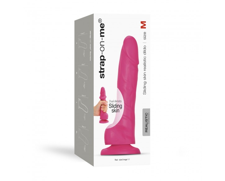 Реалістичний фалоімітатор Strap-On-Me Sliding Skin Realistic Dildo Fuchsia - M, ефект рухливої шкіри