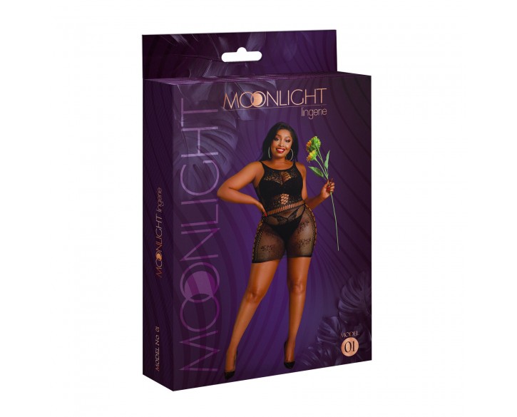 Сукня-бодістокінг Moonlight Plus Model 01 XL-XXXL Black, міні, без рукавів