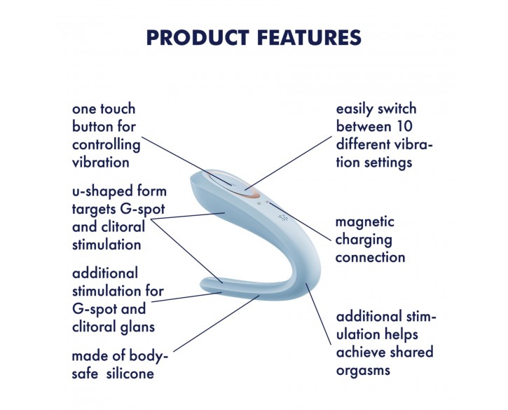 Вібратор для пар Satisfyer Double Classic Light Blue з одним моторчиком
