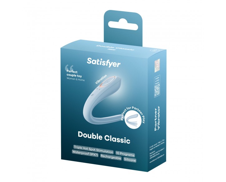 Вібратор для пар Satisfyer Double Classic Light Blue з одним моторчиком