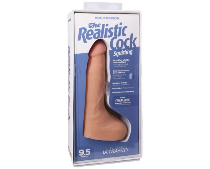 Фалоімітатор, що кінчає Doc Johnson The Realistic Cock ULTRASKYN - Squirting 9,5 Inch Vanilla