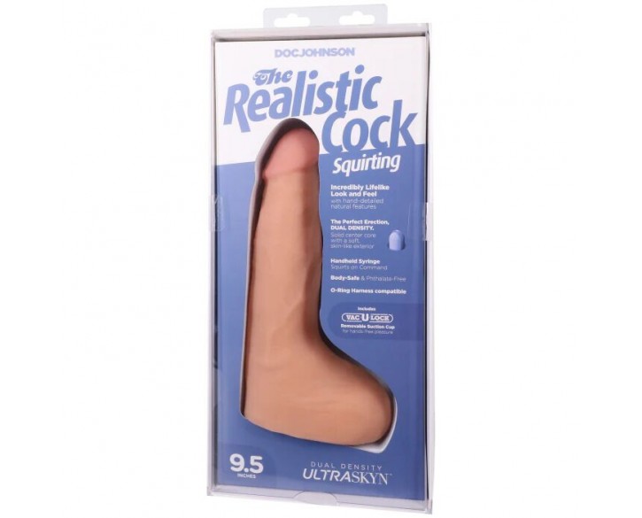 Фалоімітатор, що кінчає Doc Johnson The Realistic Cock ULTRASKYN - Squirting 9,5 Inch Vanilla