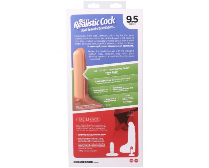Фалоімітатор, що кінчає Doc Johnson The Realistic Cock ULTRASKYN - Squirting 9,5 Inch Vanilla