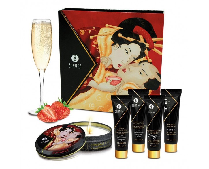 Подарунковий набір Shunga GEISHAS SECRETS – Sparkling Strawberry Wine: для шикарної ночі вдвох