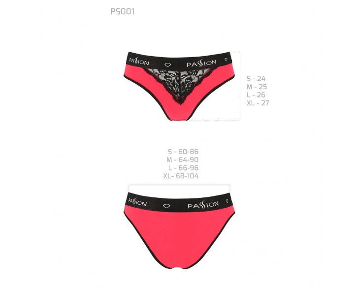 Трусики з широкою гумкою і мереживом Passion PS001 PANTIES red/black, size XL