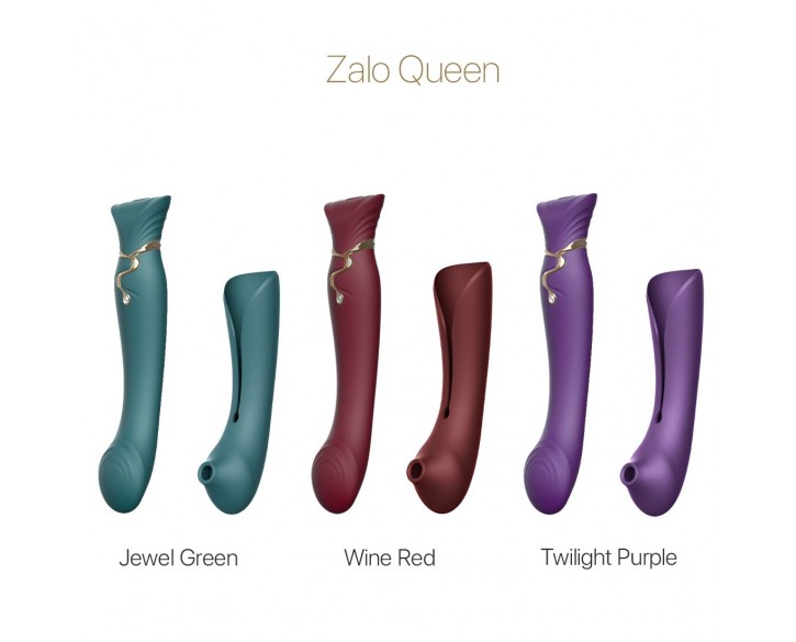 Смартвібратор 3в1 Zalo — Queen Twilight Purple, пульсівна перлина та вакуум, кристал Swarovski