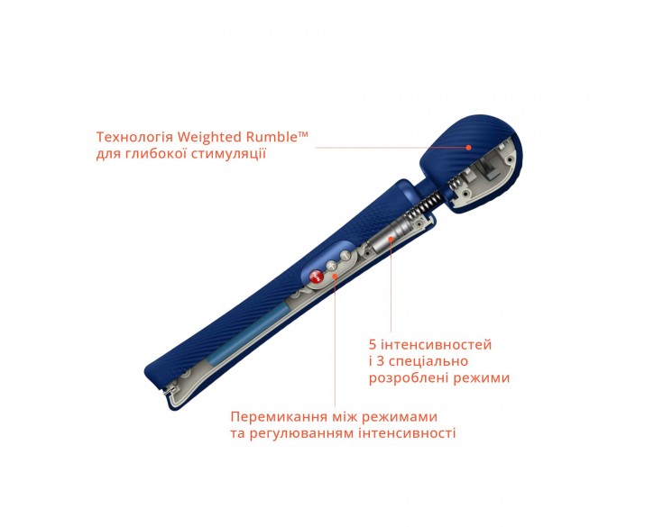 Вібромасажер Fun Factory VIM Vibrating Wand midnight blue, суперпотужний та легкий, до 6 годин роботи