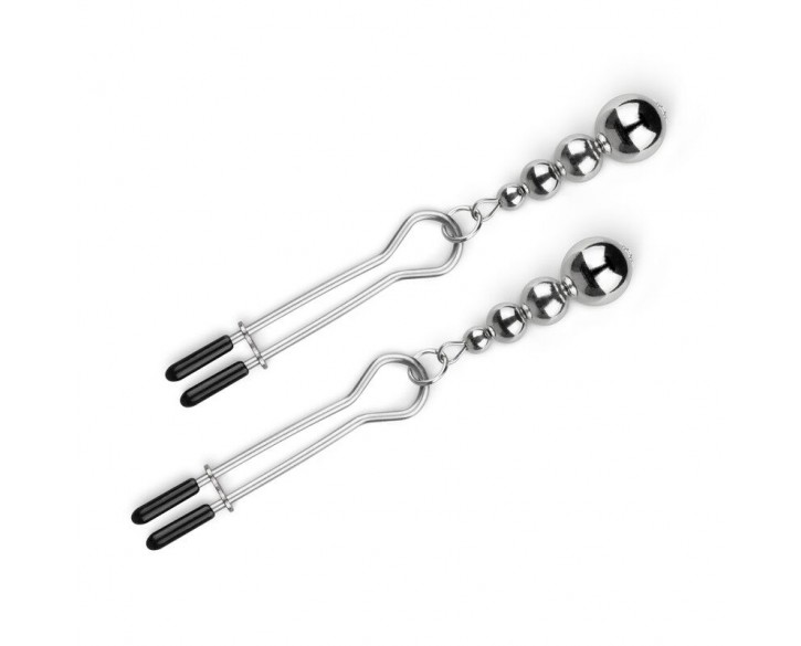 Затискачі для сосків Bedroom Fantasies: Nipple Clamps with Beaded Chain - Silver