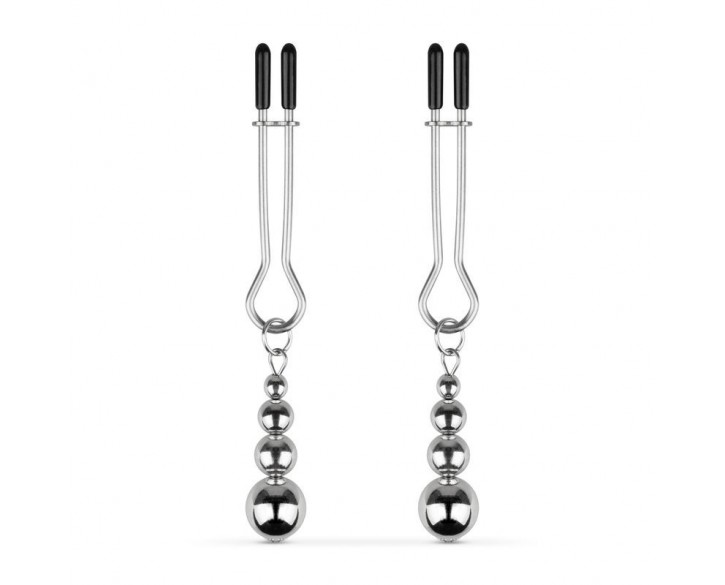 Затискачі для сосків Bedroom Fantasies: Nipple Clamps with Beaded Chain - Silver