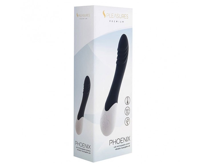 Вібратор S Pleasures Premium Phoenix, для точки G, чорний, водостійкий, 16 видів вібрації, нагрів
